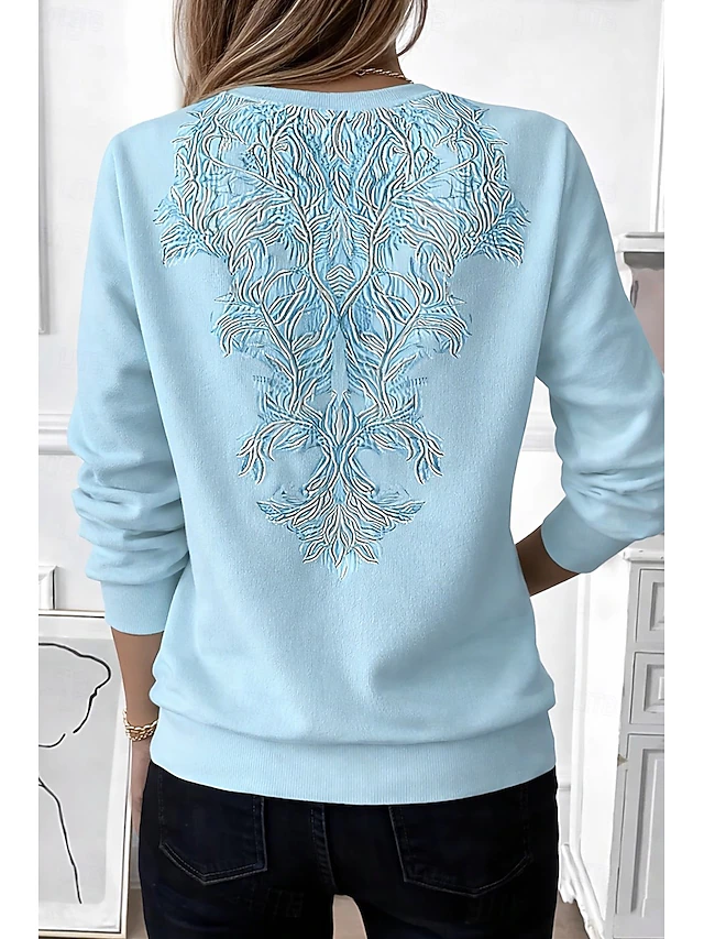 Women's Pullover Sweatshirt Zip Up Sweatshirts Zipper Print Floral Graphic Paisley Fashion Casual Long Sleeve Crew Neck Regular Tops