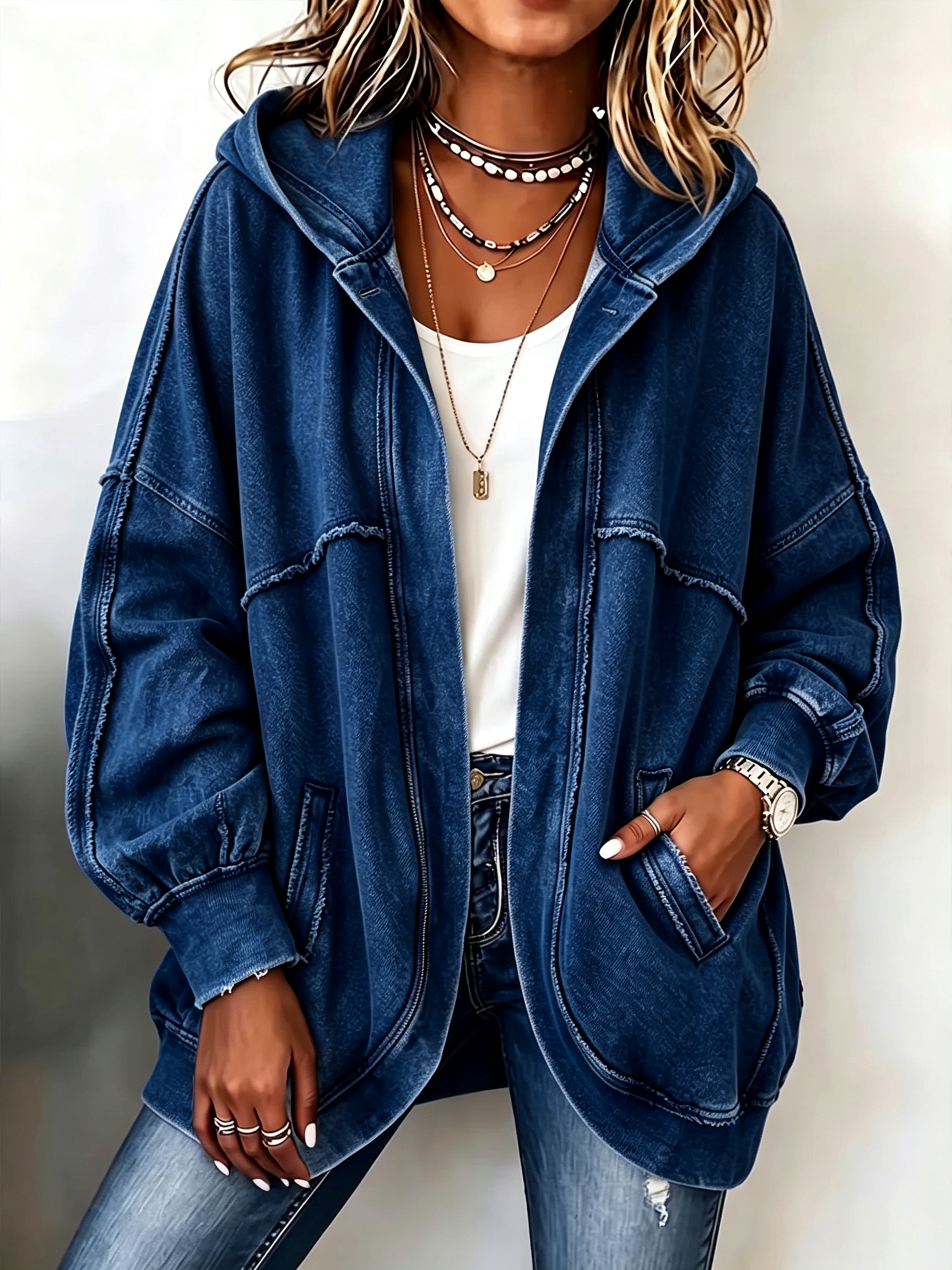 Cozy Vintage-Washed Hooded Sweatshirt Jacket