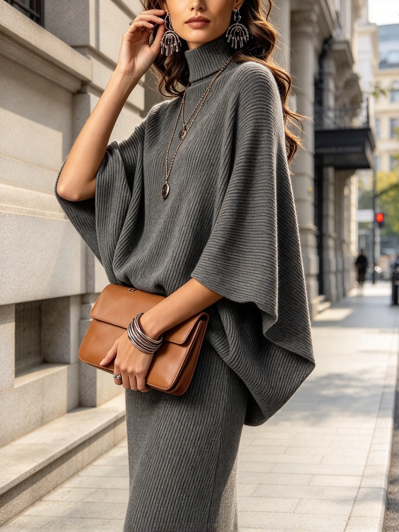 Batwing Sleeve Top And Long Skirt Set