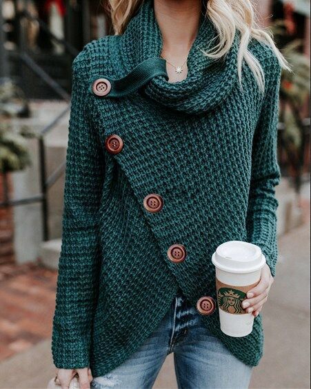 Women's Chunky Turtleneck Long Sleeve Asymmetric Hem Loose Knit Pullover Sweaters