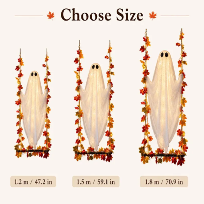 Halloween Decorations Hanging Ghost Decor with a Maple Leaf Swing Ghost Light
