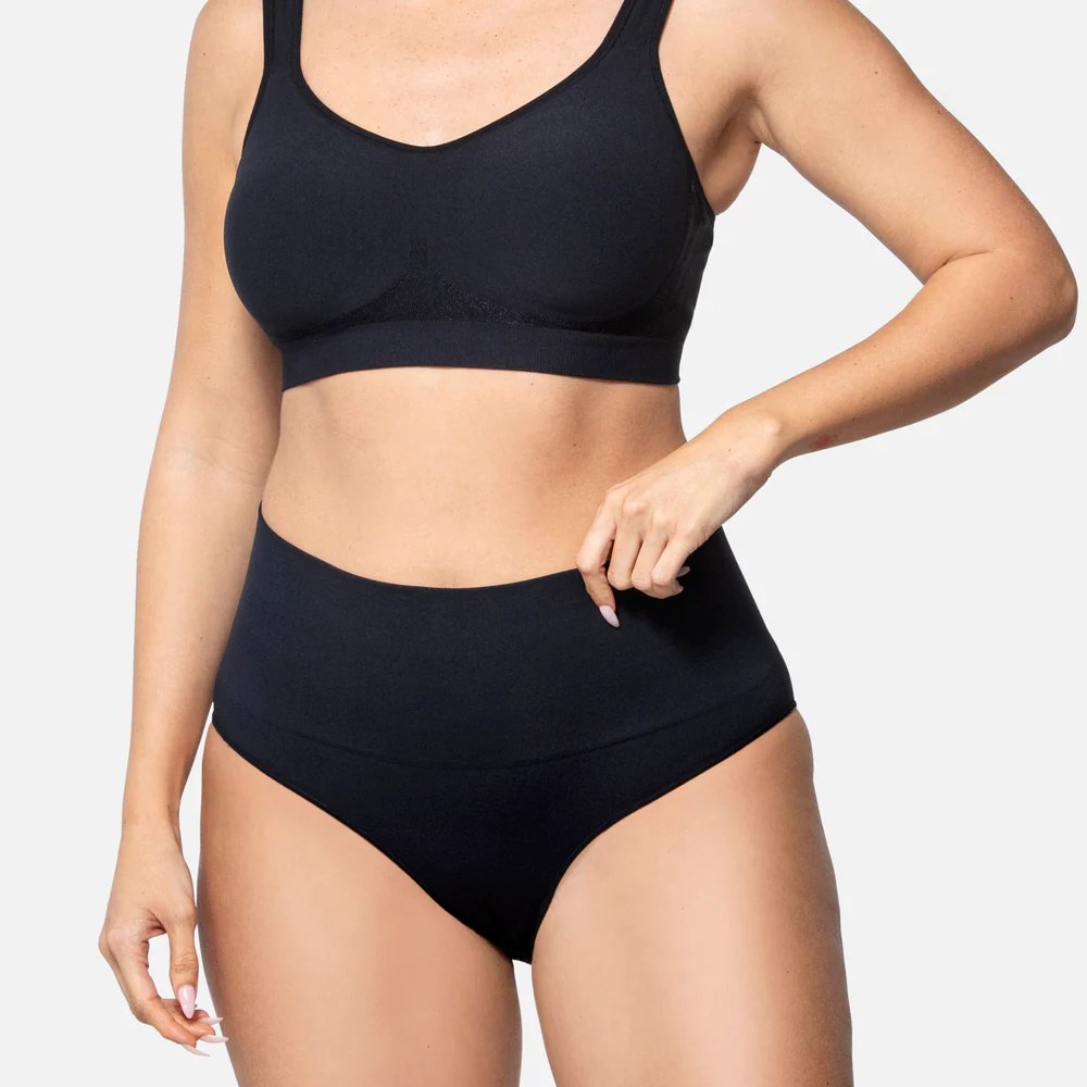 Smoothing At Waist Brief High-Waisted Cotton Tummy Control Panties (5-Pack) - Plus Size Breathable Shaping Underwear