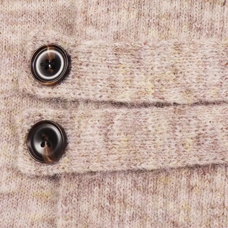 Women's Casual Chic Shawl Collar Side Button Detail Long Sleeve Knit Cardigan