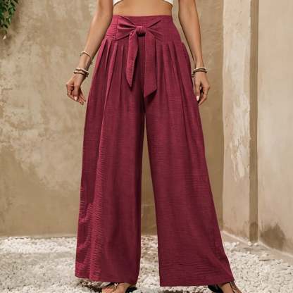 Women's High-Waisted Tie-Front Wide-Leg Pants