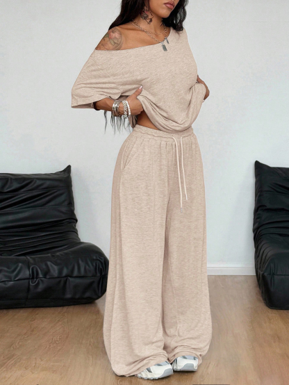 Women's Off-Shoulder Top & Pants 2-Piece Set