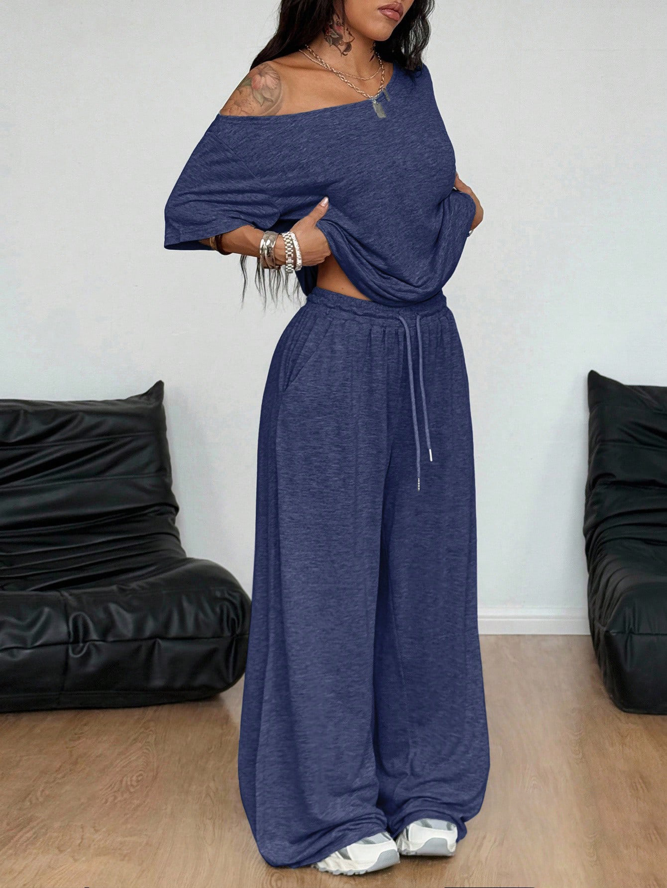 Women's Off-Shoulder Top & Pants 2-Piece Set