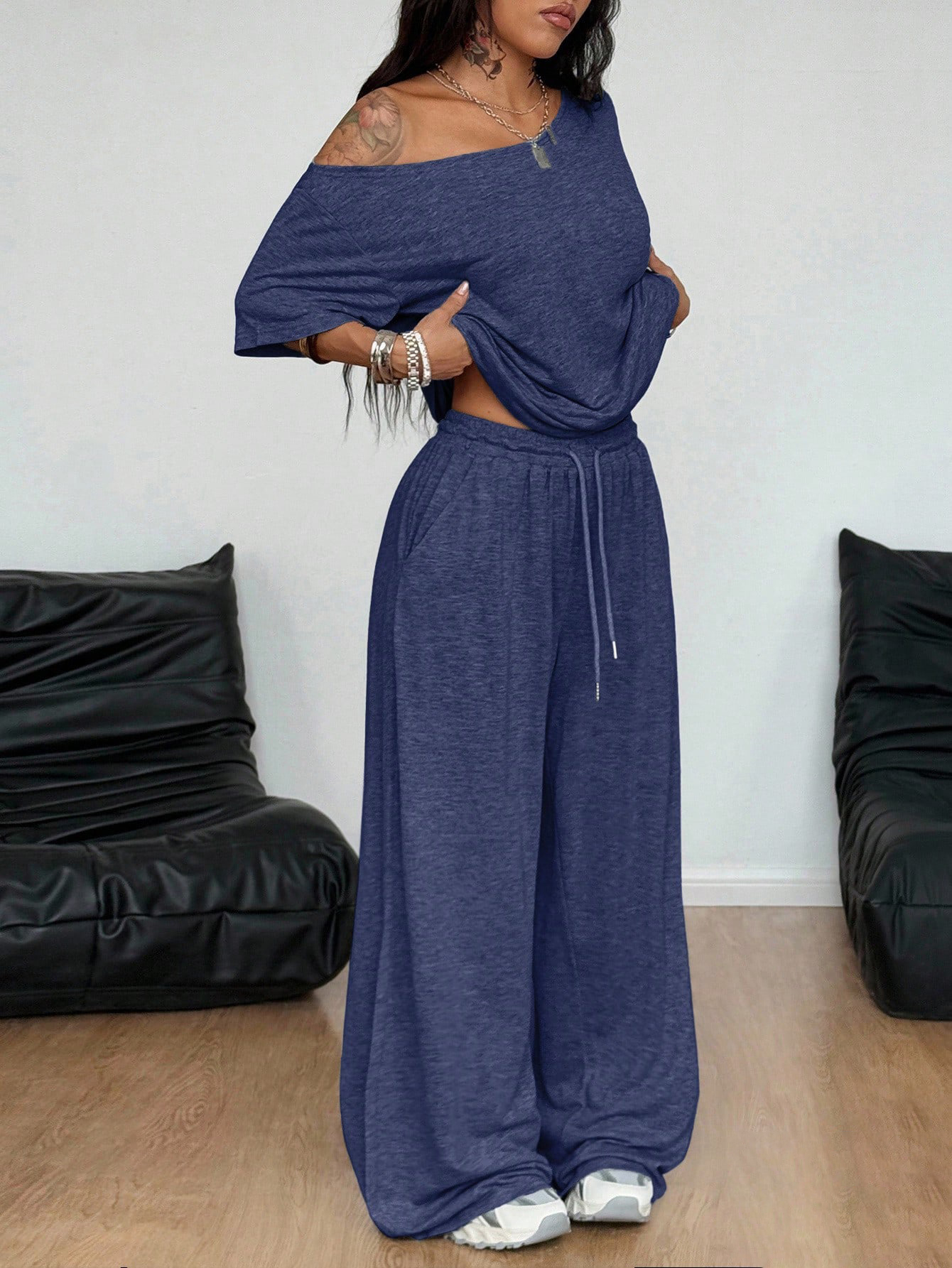 Women's Off-Shoulder Top & Pants 2-Piece Set