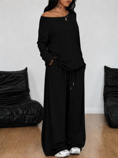 Women's Off-Shoulder Top & Pants 2-Piece Set