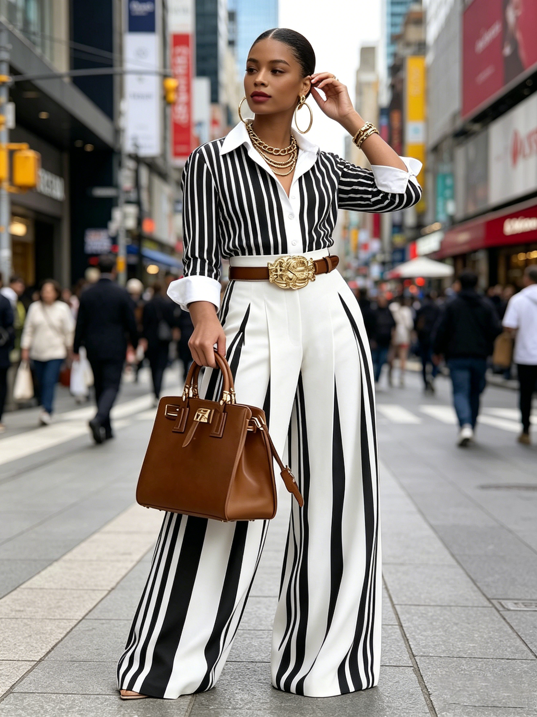 Monroe Striped Elegance Two-Piece Set