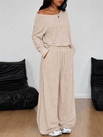 Women's Off-Shoulder Top & Pants 2-Piece Set