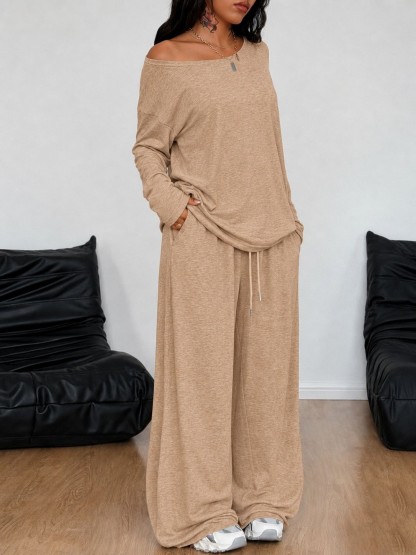 Women's Off-Shoulder Top & Pants 2-Piece Set