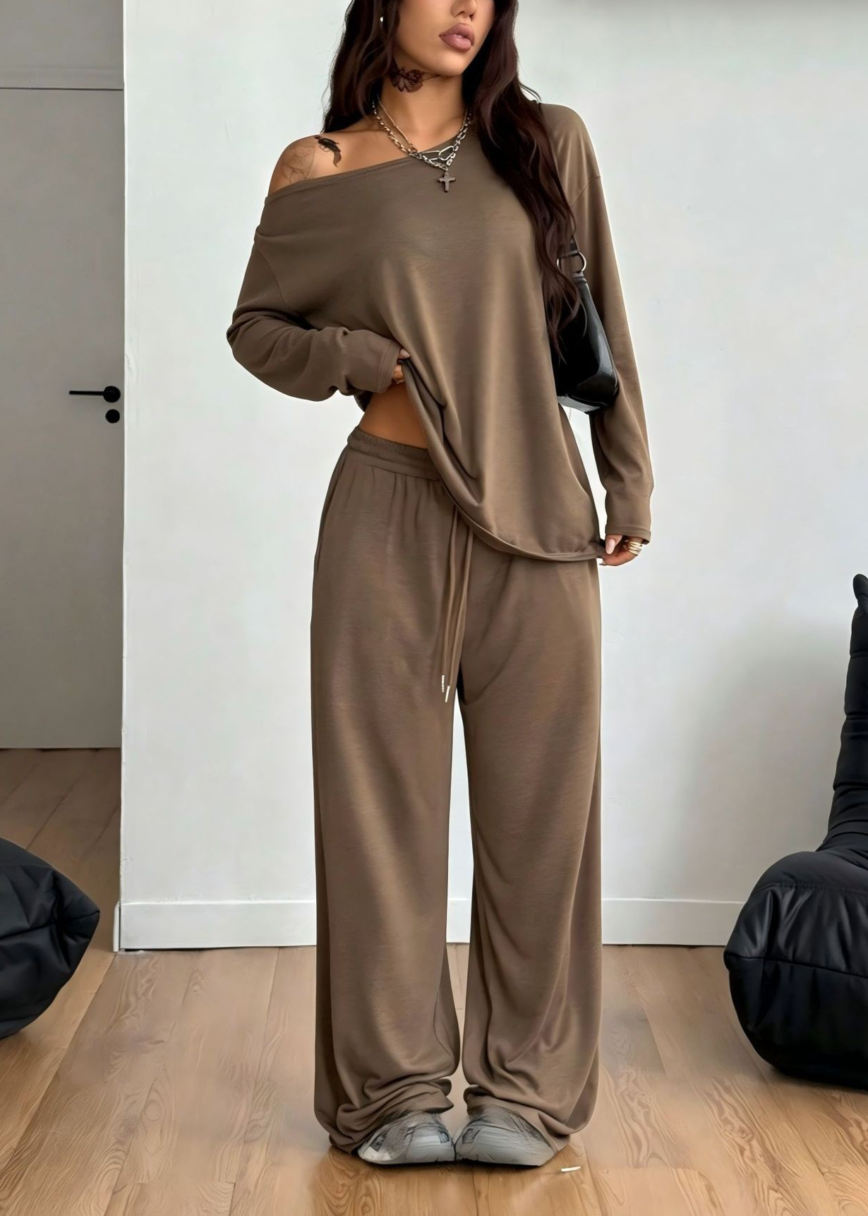 Women's Off-Shoulder Top & Pants 2-Piece Set