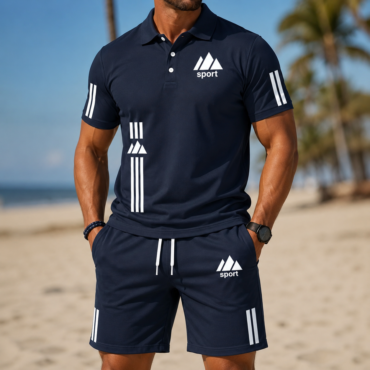⏰ Last day: 50% off! 🔥 Men's summer sports set with polo shirt and shorts