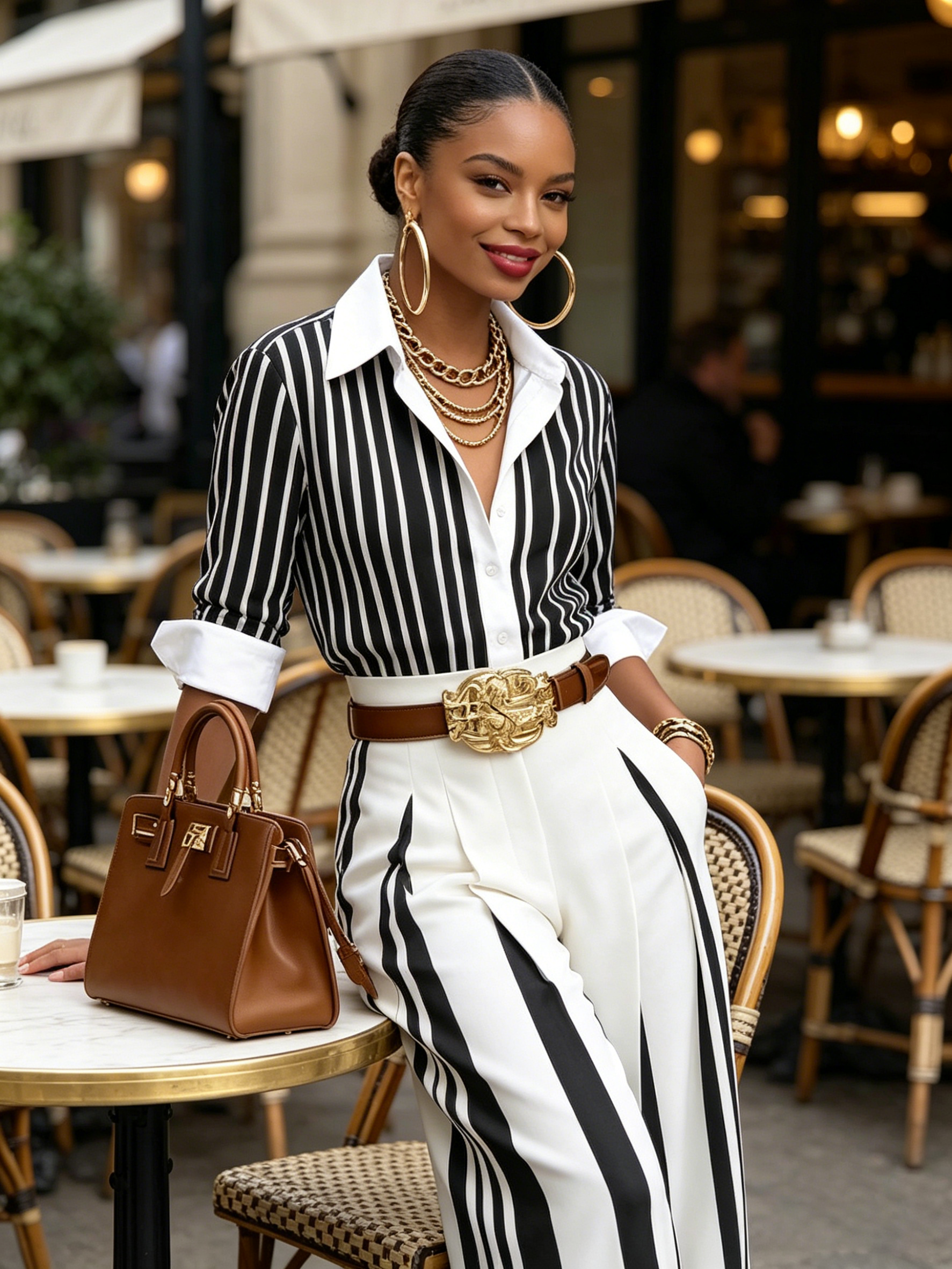 Monroe Striped Elegance Two-Piece Set