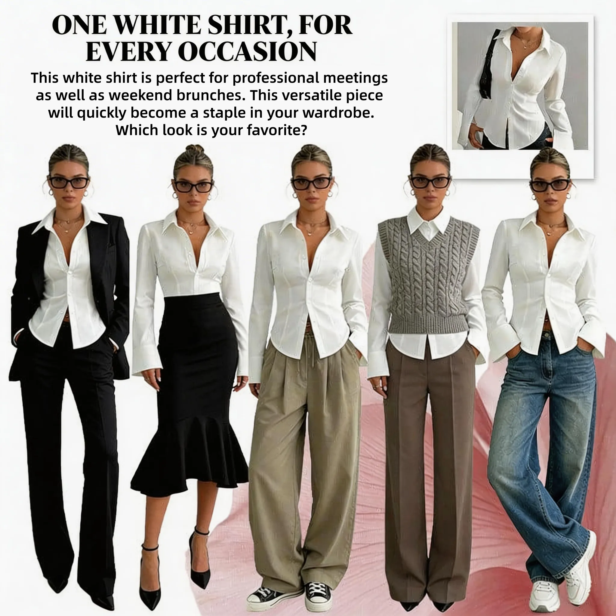 Women's Slim-Fit Button-Down Long-Sleeved Casual Shirt, Suitable for Daily Commuting
