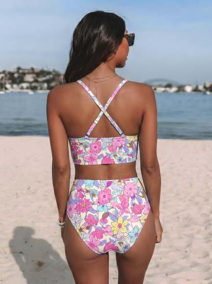2 Piece Bikini Set U-Wire Cutout Swimsuit
