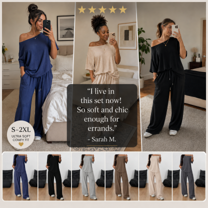 Women's Off-Shoulder Top & Pants 2-Piece Set