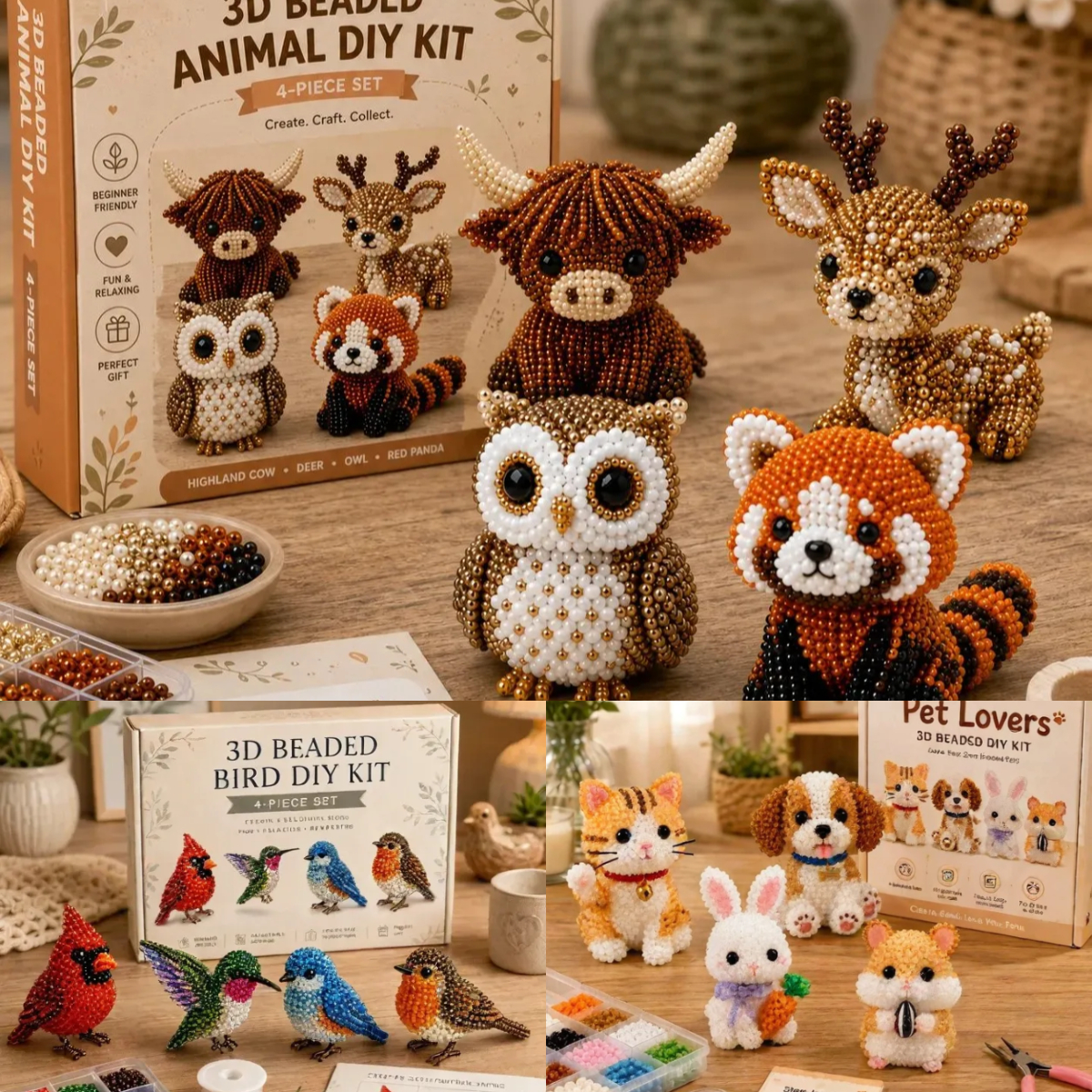 🧵✨ Tiny 3D Beaded Animal DIY Kit