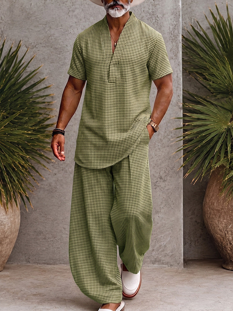 Classic Relaxed Fit Plaid Print Matching Set