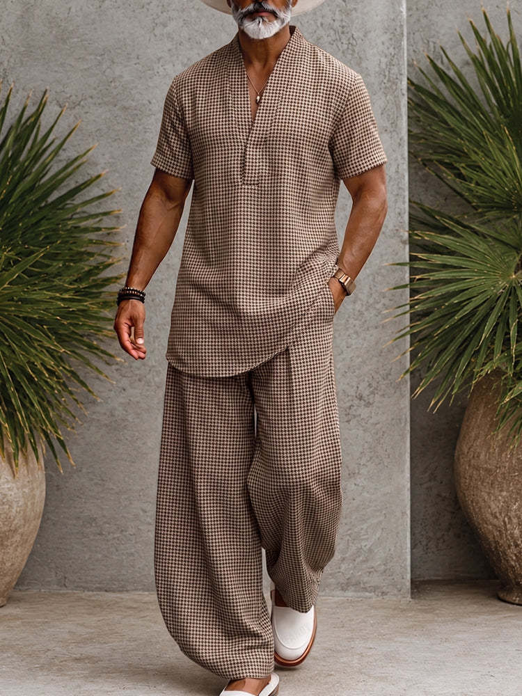 Classic Relaxed Fit Plaid Print Matching Set