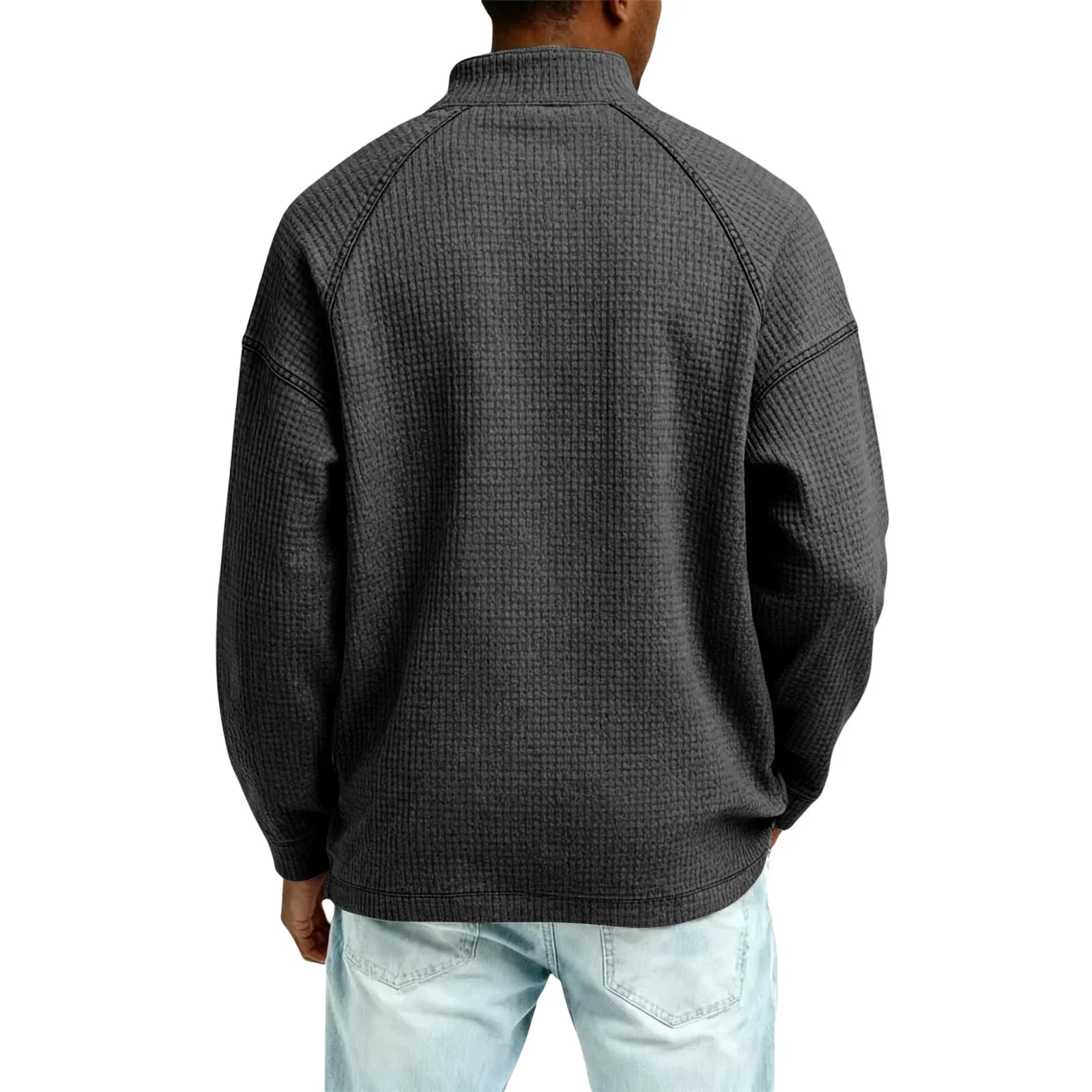 Textured Waffle-Knit Sweatshirt