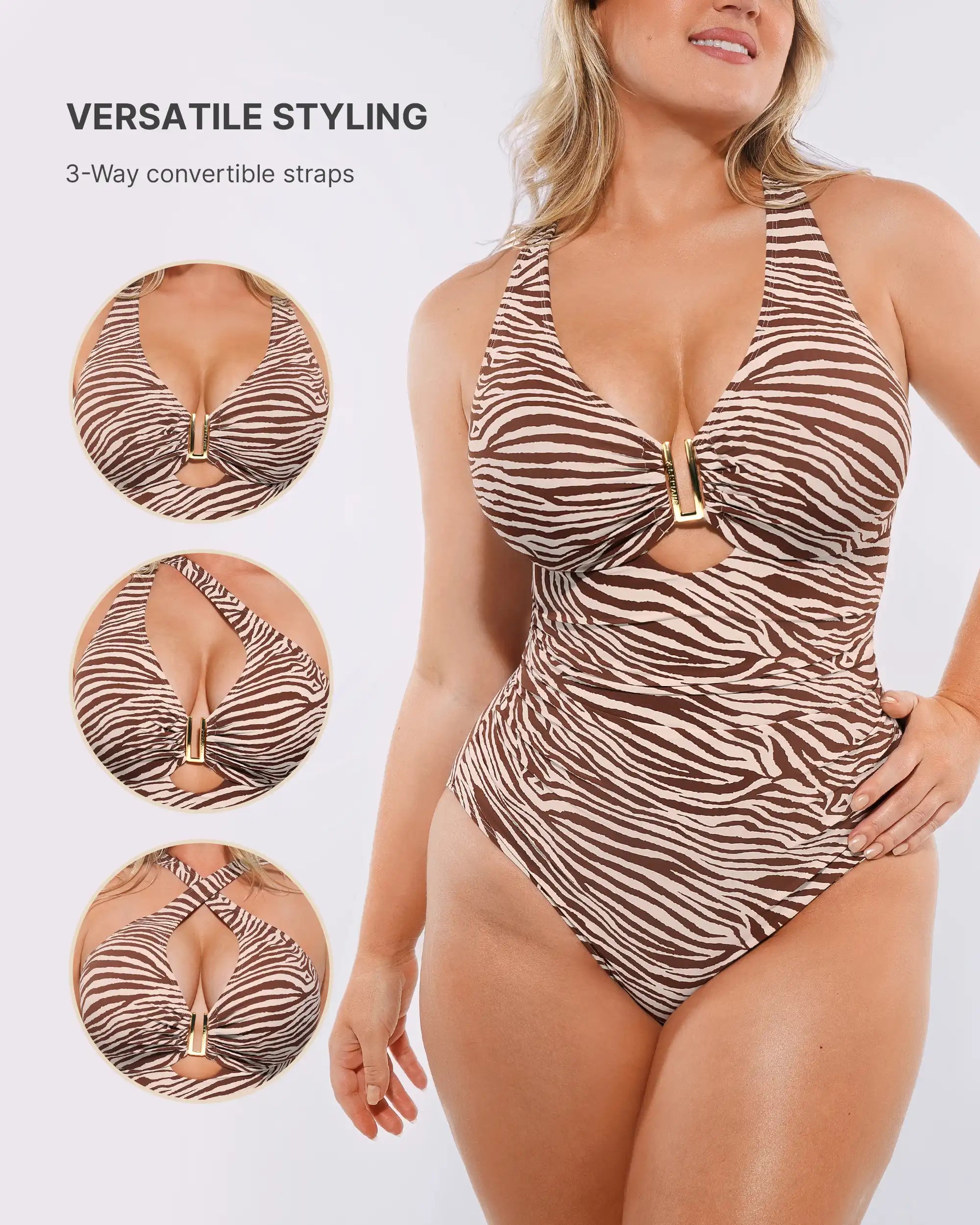 Smart Sculpt™ Ruched U-Wire Cut Out Shaping Swimsuit