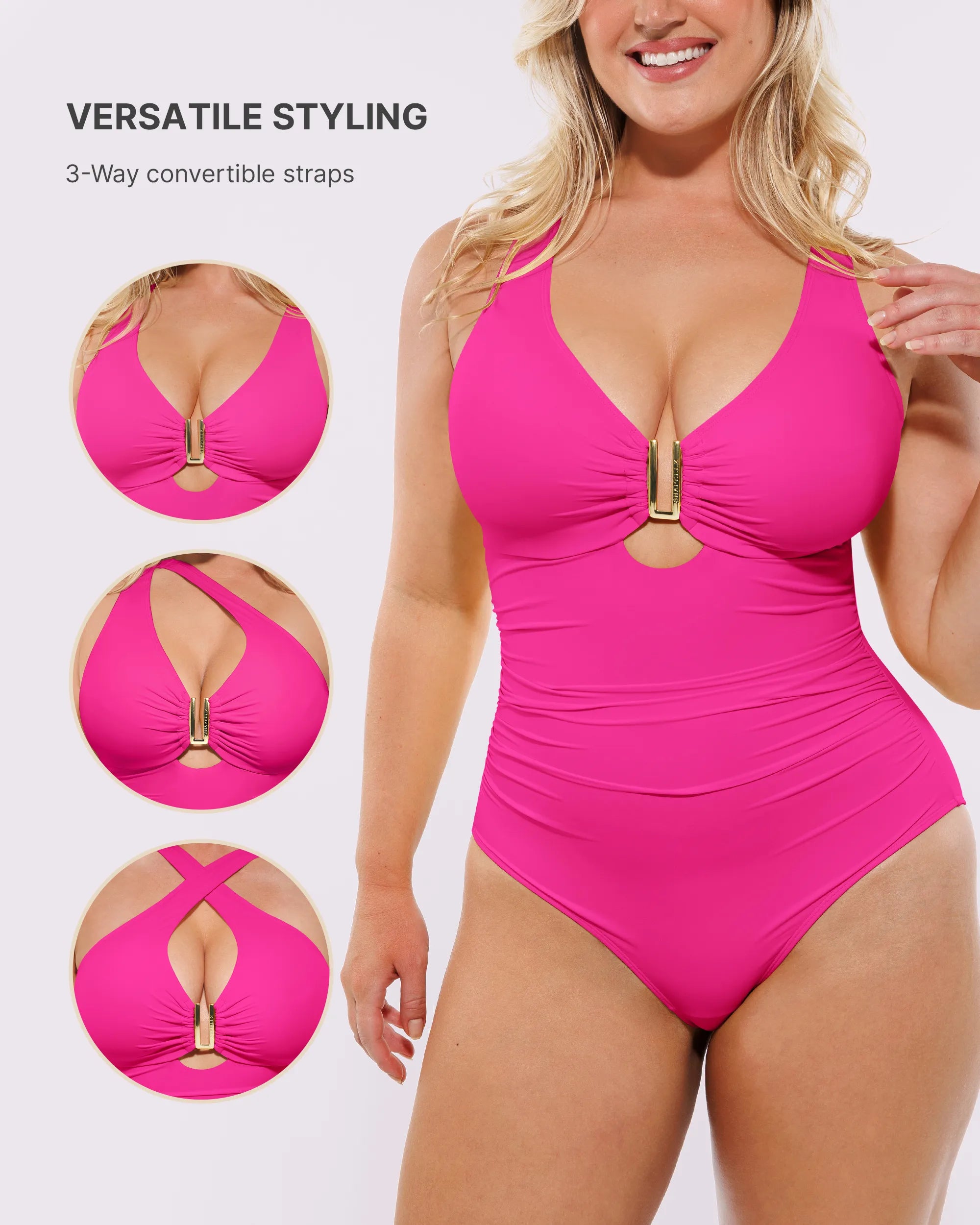 Smart Sculpt™ Ruched U-Wire Cut Out Shaping Swimsuit