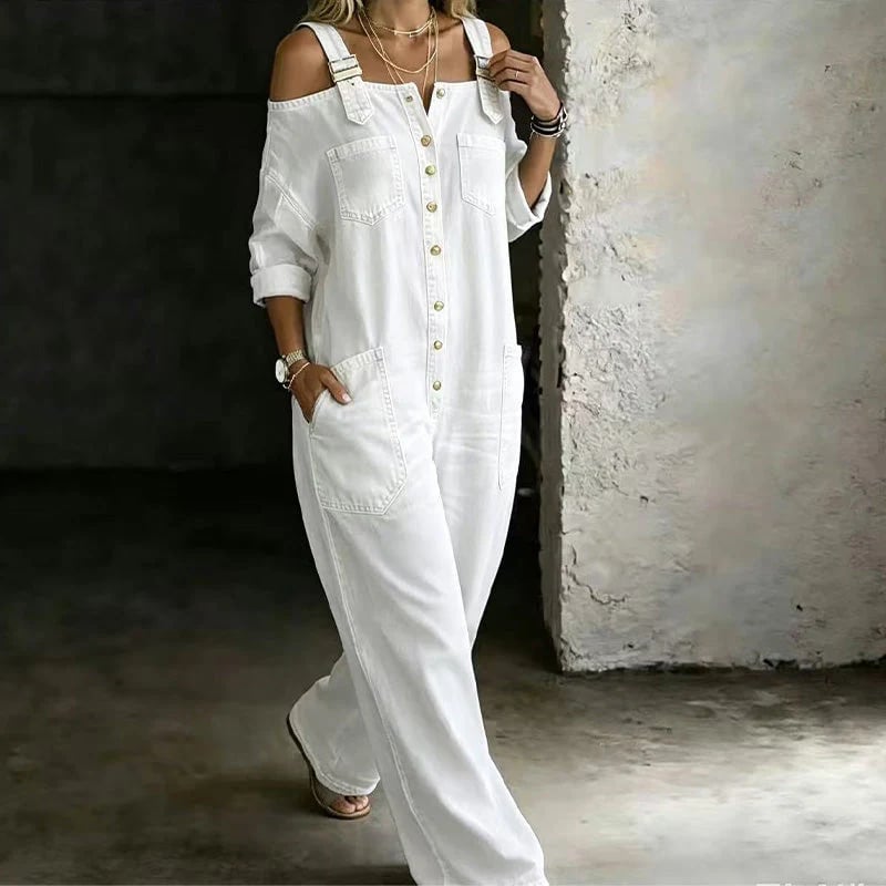 🔥Limited-time offer-Loose Fit Wide-Leg Overall Jumpsuit with Pockets