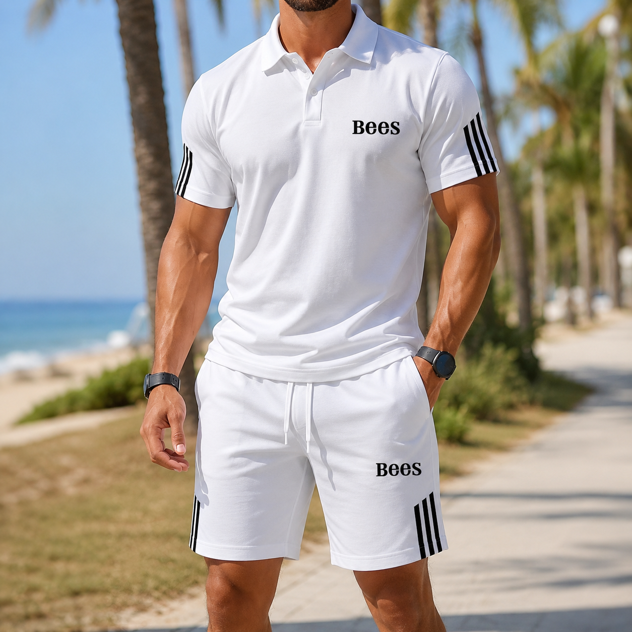 ⏰ Último día: ¡50% de descuento! 🔥 Conjunto de verano para hombre con polo y pantalón corto