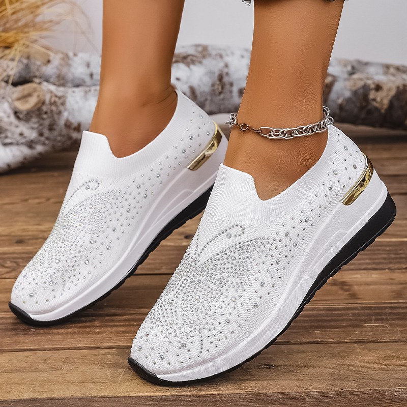 Women's Rhinestone Butterfly Slip-On Sneakers