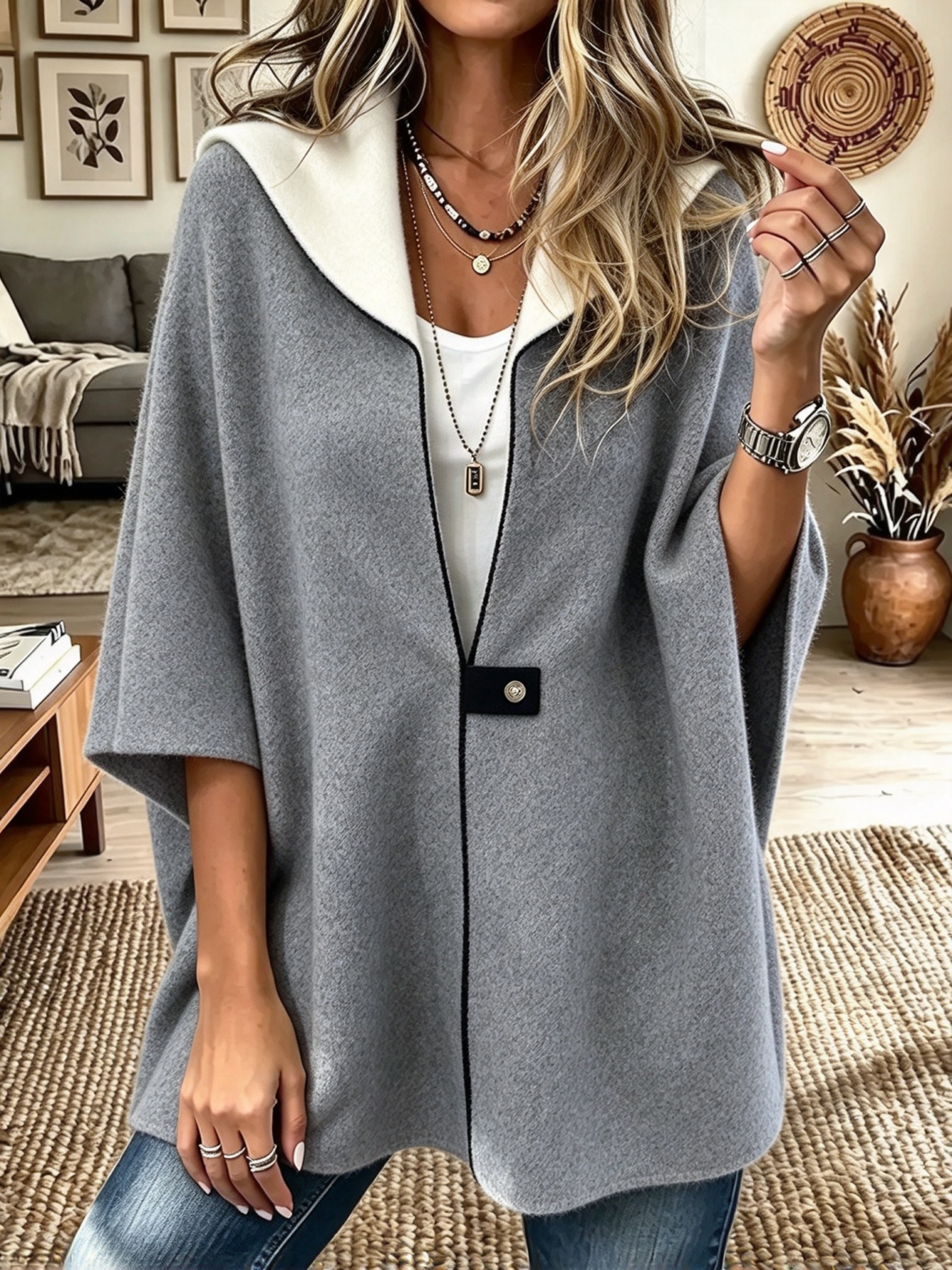 Women's Loose Zip-up Stand Collar Coat