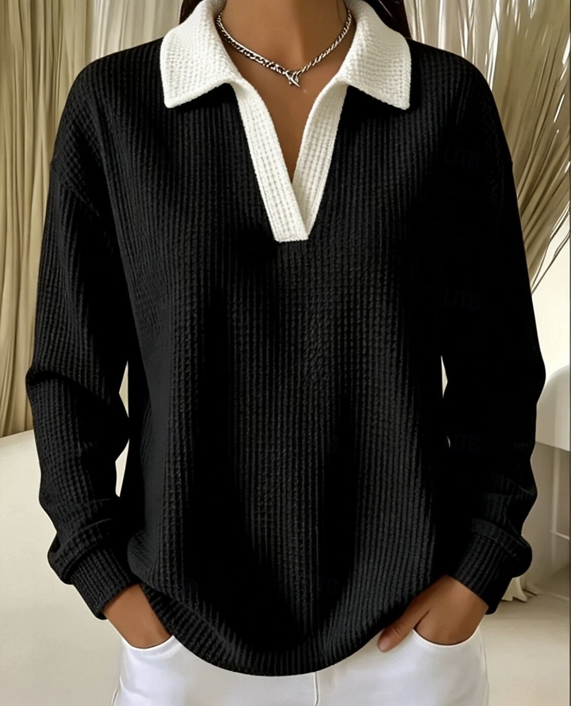 Women's Waffle Hoodies Casual Long Sleeve Lapel Regular Tops Casual Work Holiday Blue Black Red Green Fall Winter