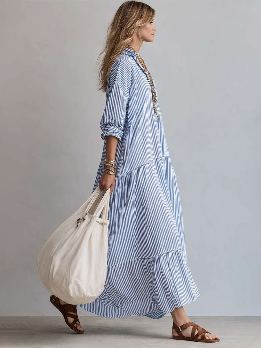 Women's Casual Striped Loose-fitting Dress