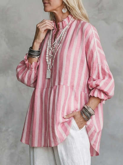 Casual Striped Linen-cotton Shirt