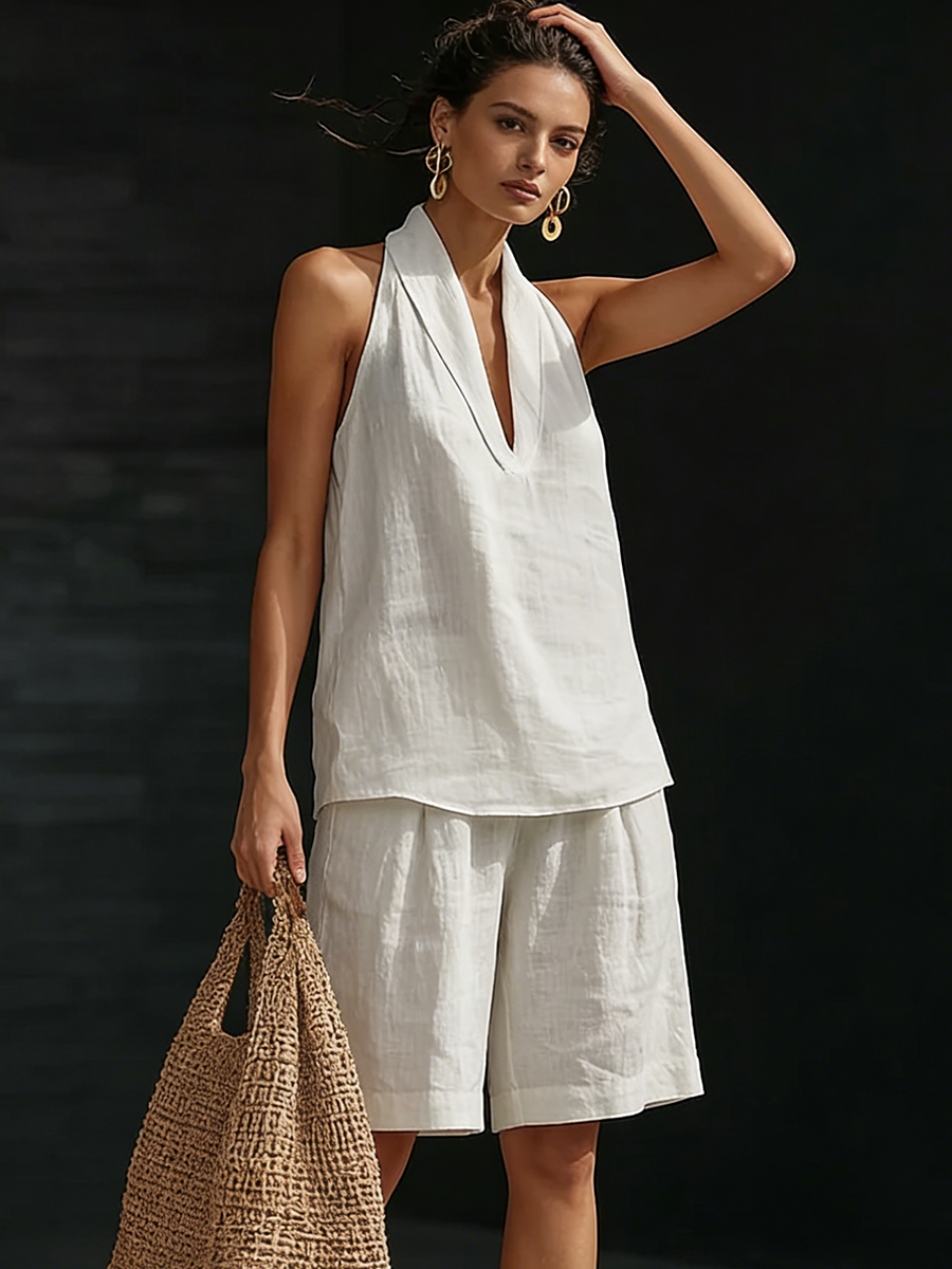Elegant & Cozy Cotton-linen Two-piece Set