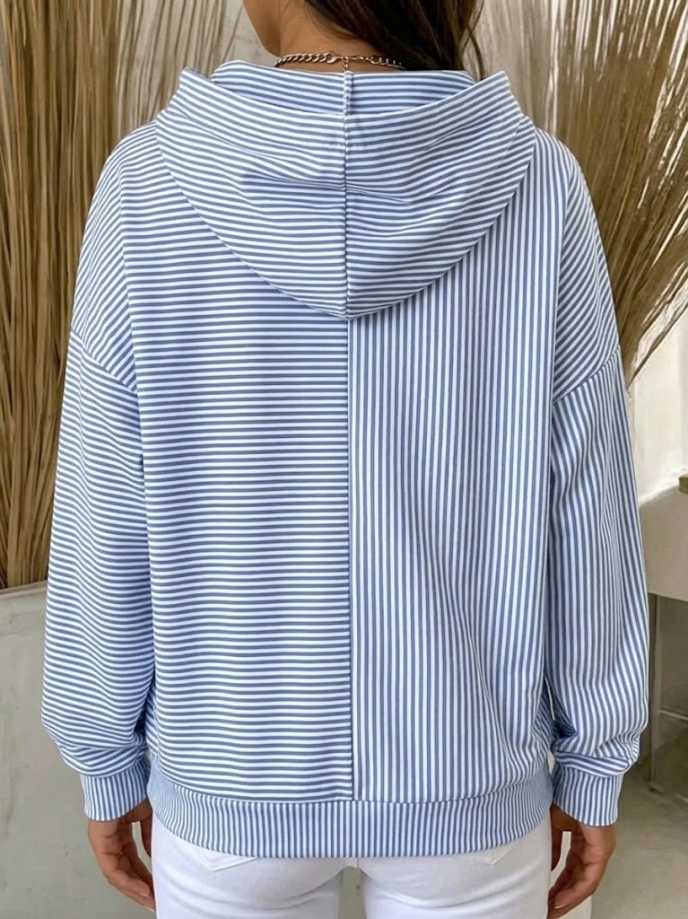 Casual Striped Cotton Hoodie
