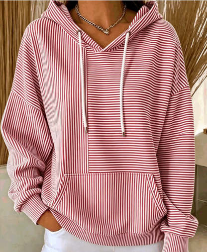 Casual Striped Cotton Hoodie