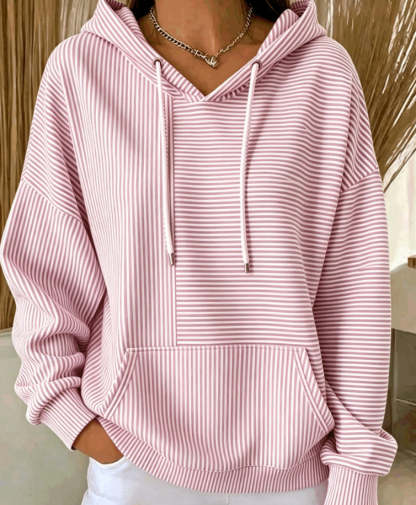Casual Striped Cotton Hoodie