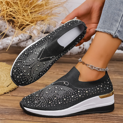 Women's Rhinestone Butterfly Slip-On Sneakers
