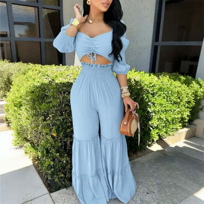 Women’s Crop Top and Flared Pants Set