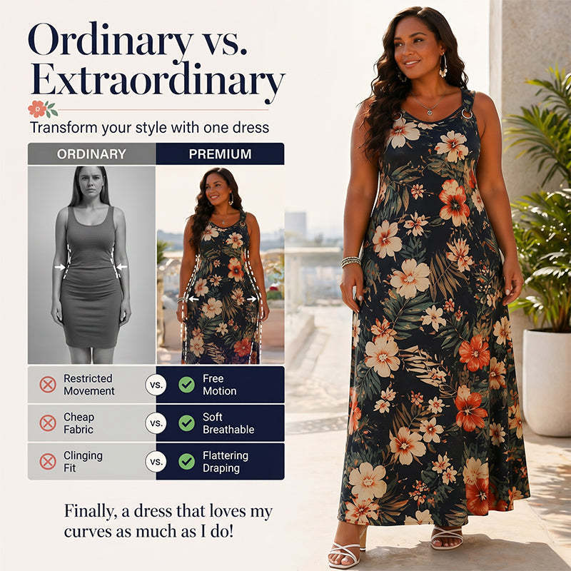 Women's Plus Size V-Neck Sleeveless Maxi Dress