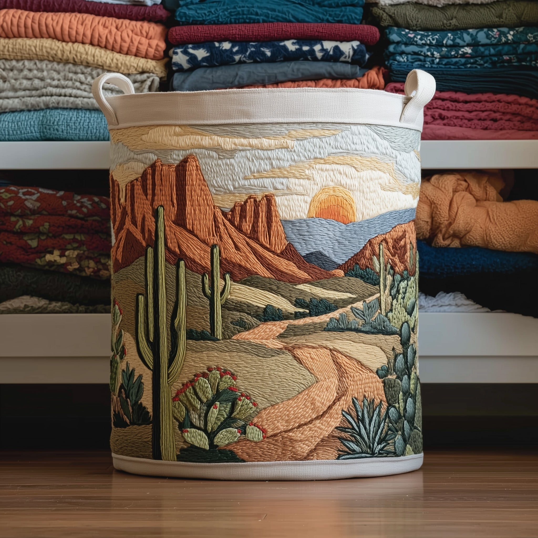 Cactus Sunset Quilted Laundry Basket GFTOMA4394
