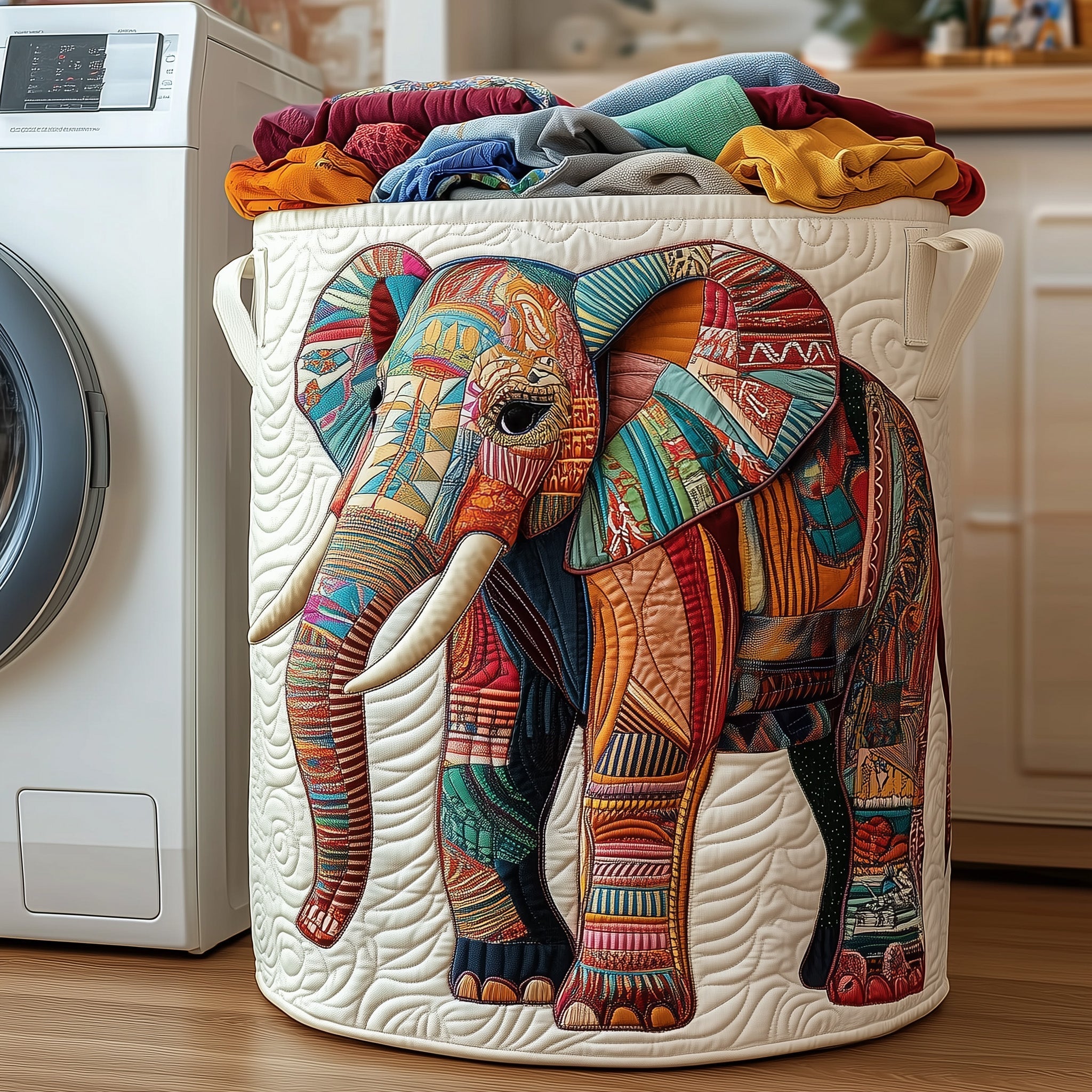 Elephant Quilted Laundry Basket GFTONL6284