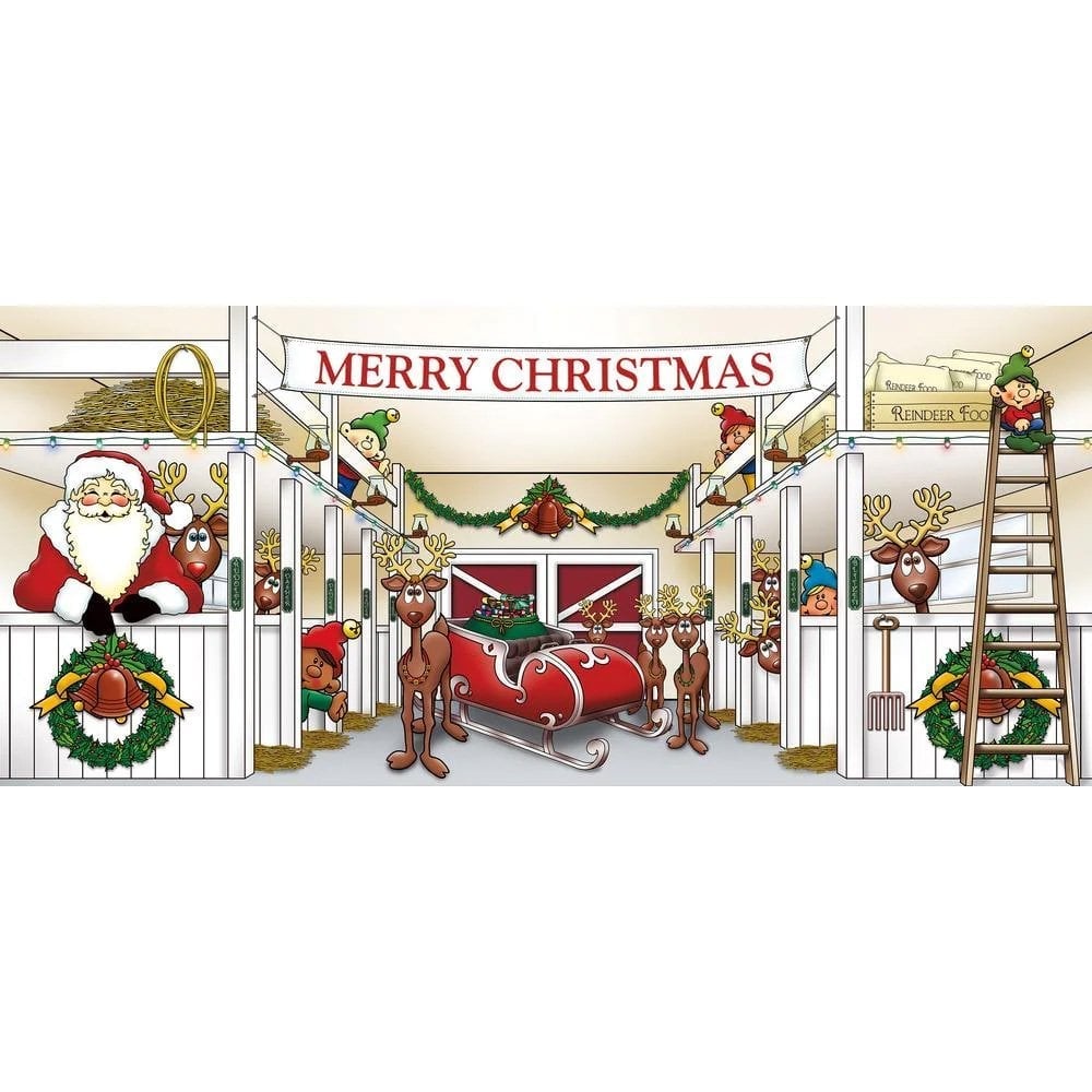 🎁Giant Santa Reindeer Barn Garage Door Decoration