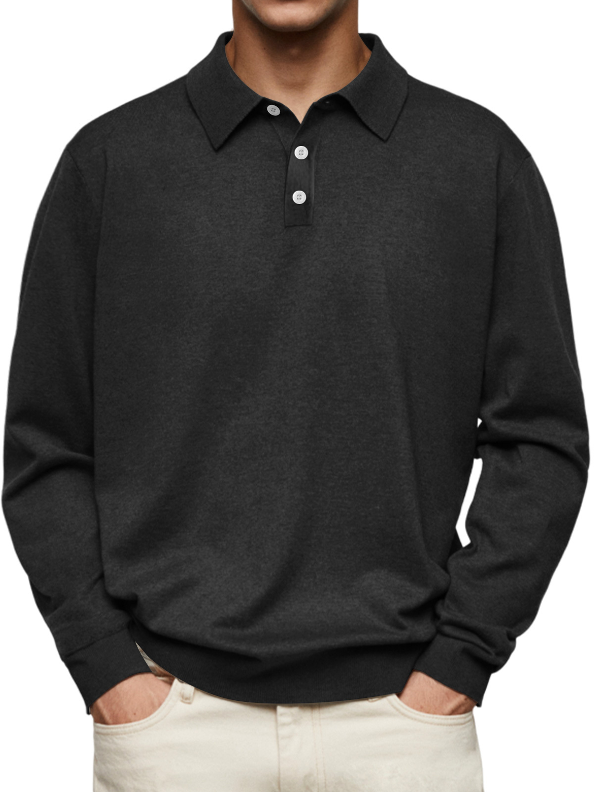 CLEARANCE🔥 Men's Casual and Comfortable Solid Color Lapel Long Sleeve POLO Shirt