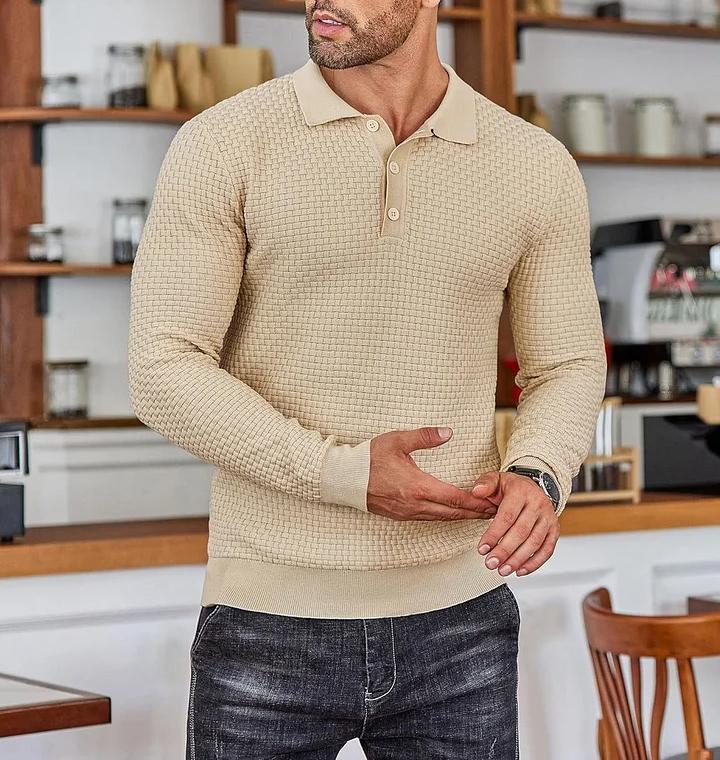 CLEARANCE🔥 Men's Casual Knitted Sweater Long Sleeve Polo Shirt