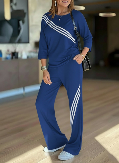 NEW🔥 Women's Soft Striped Design Set with Wide Fit Pants