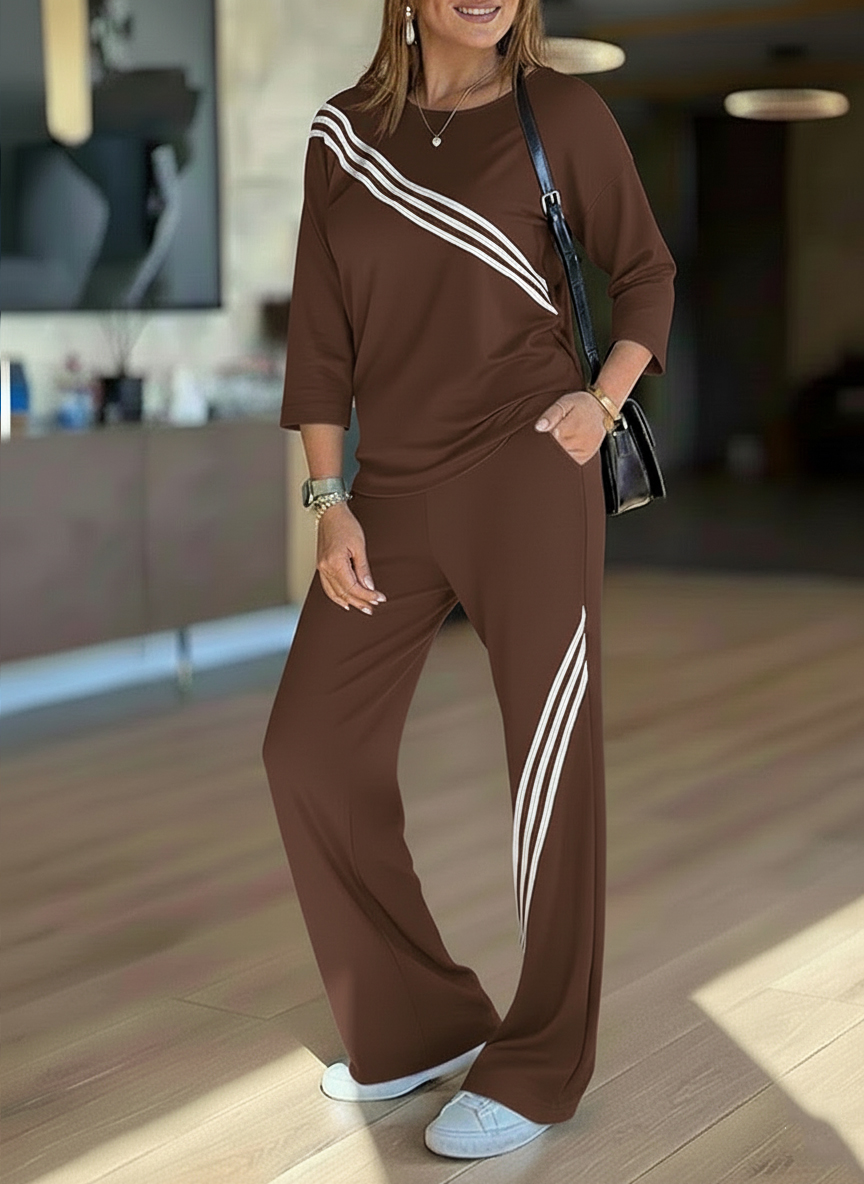 NEW🔥 Women's Soft Striped Design Set with Wide Fit Pants