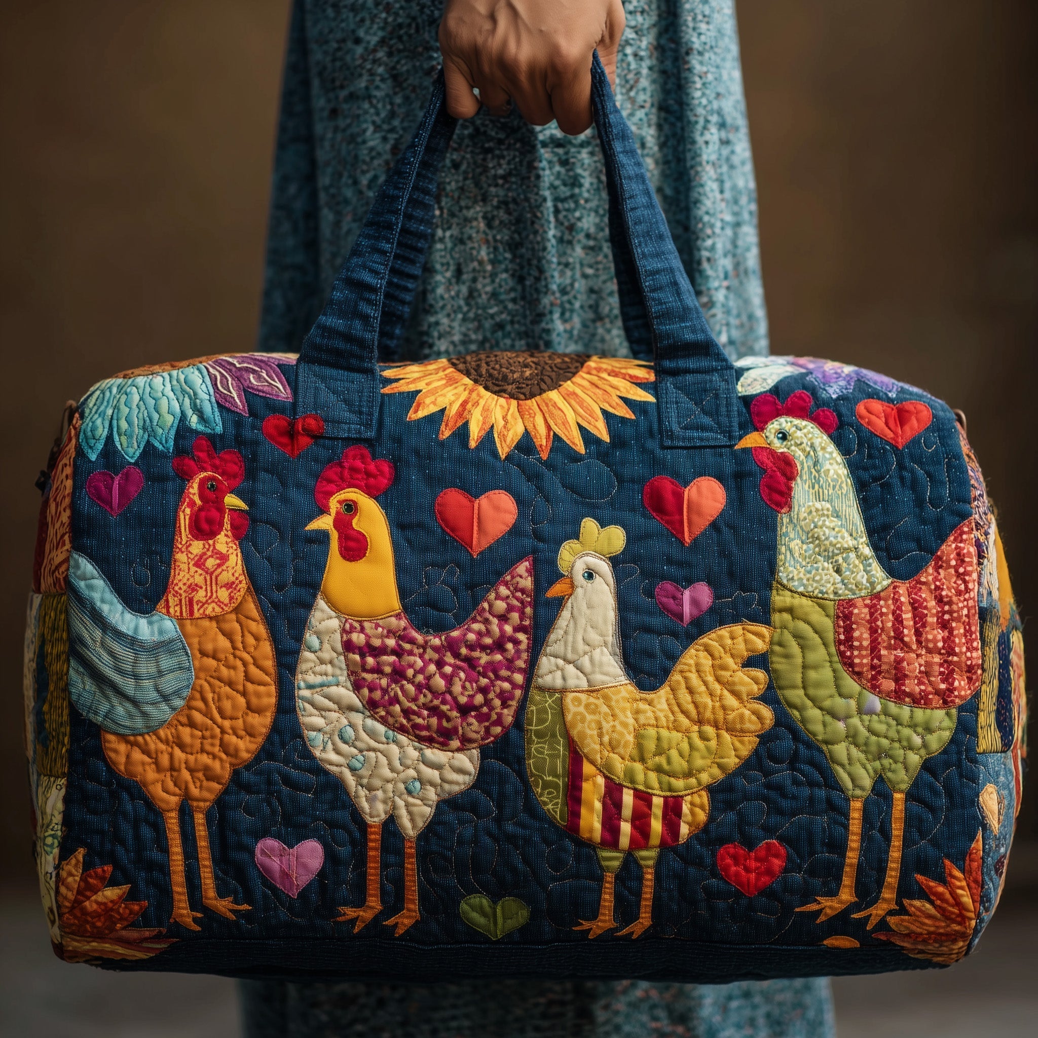 Happy Chicken Quilted Duffle Bag GFTONL5094