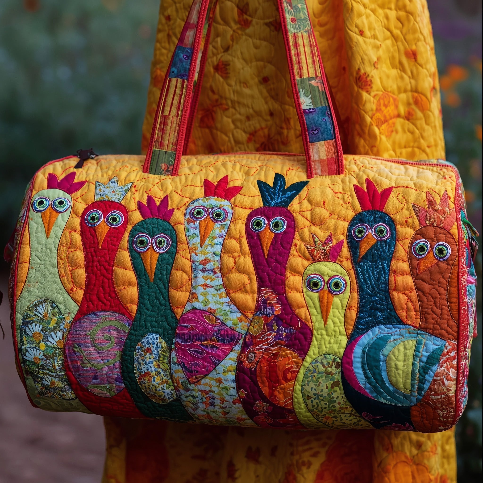 Chicken Whimsy Quilted Duffle Bag GFTOTP9452